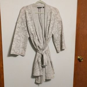 H by Halston Wrap Front Jacquard Belted Cardigan